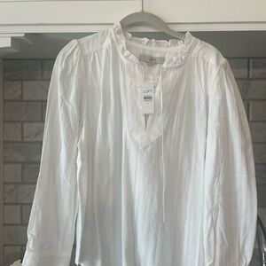 LOFT Crisp White Long Sleeve Top